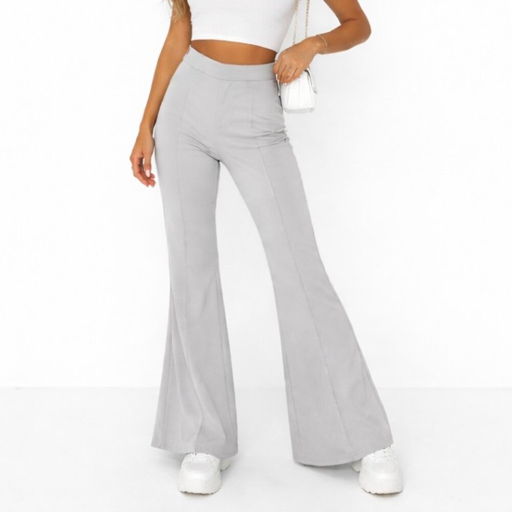 Big Water Blue Sky Flare Pants Womens S Gray Athleisure Stretch Casual Trousers